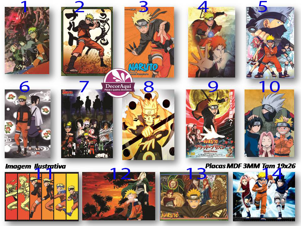 Placa Decorativa Naruto Desenho Frontal 21x30cm